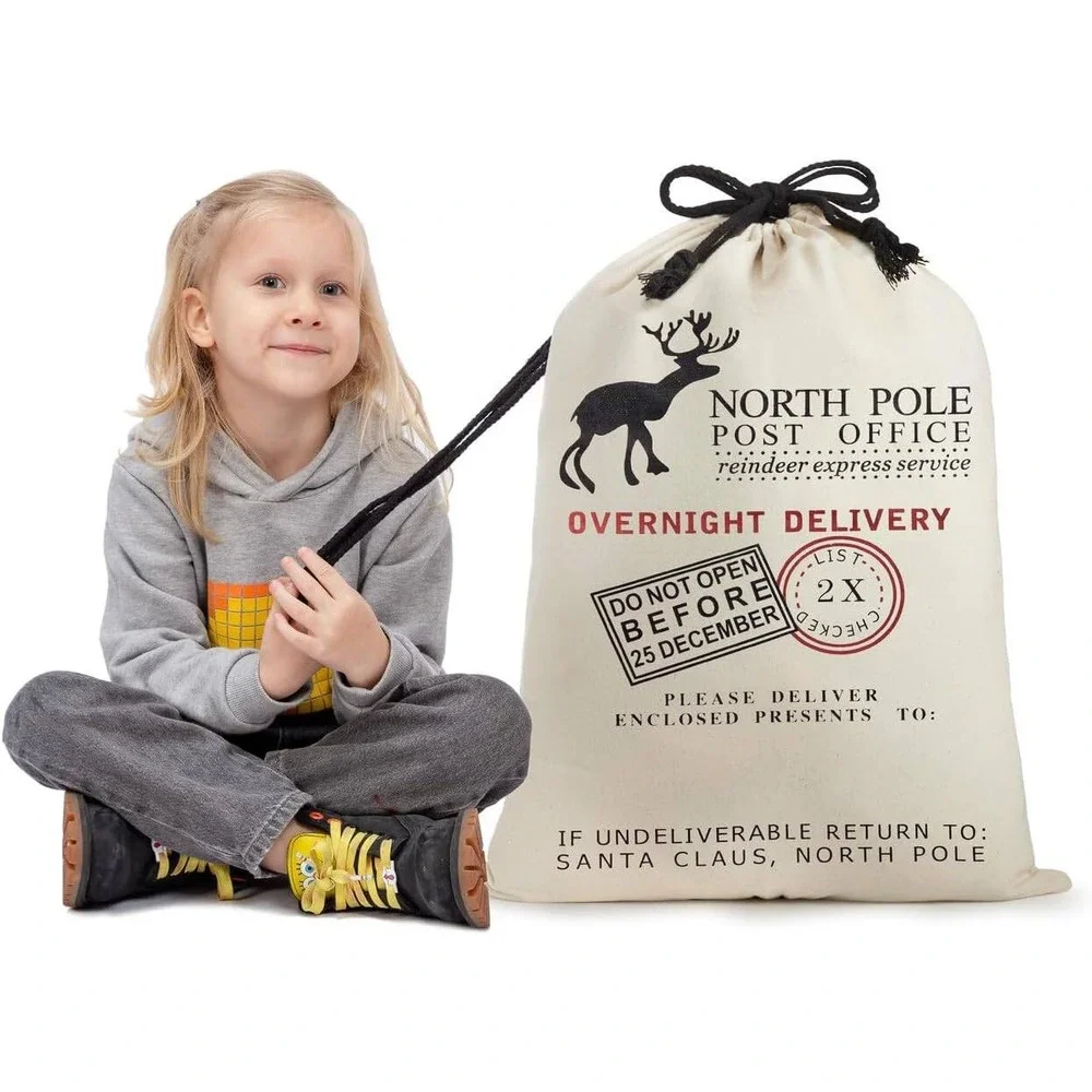 Joyin 3 Pack Christmas Santa Sacks Canvas Drawstring Gift Bags (26 x 19) New